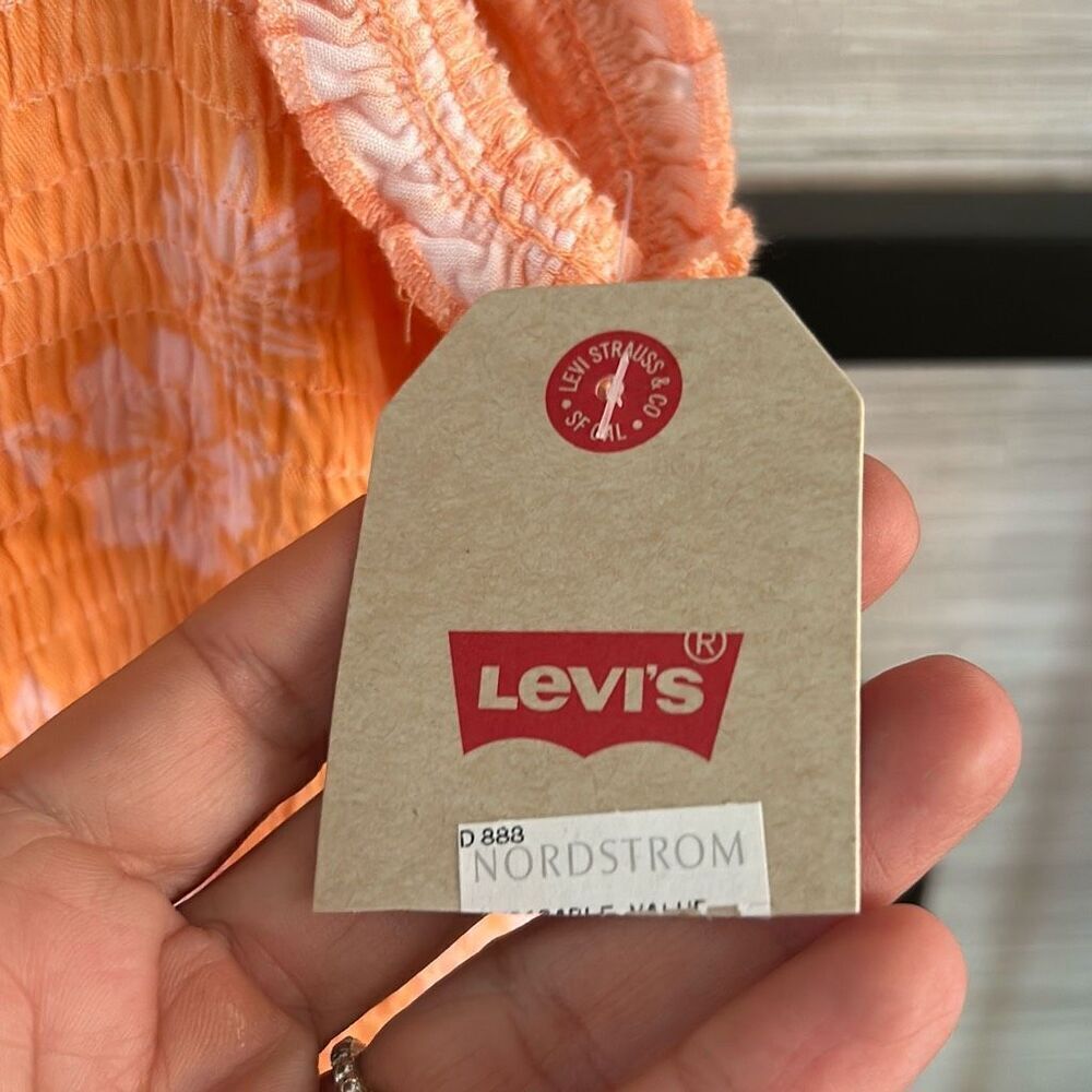 NWT Levi's Nordstrom girls size L tropical floral orange sundress - Picture 2 of 5